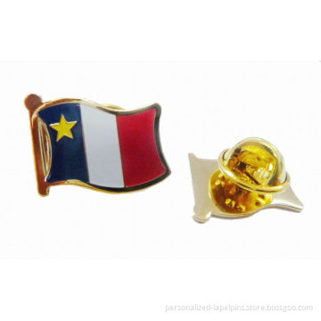 Anti-copper Personalized Flag Lapel Pins With Gold Finish For Promotion &amp; Gifts